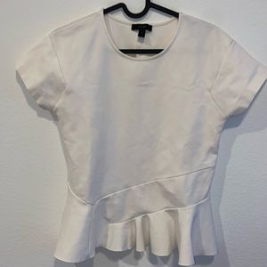 J. Crew White Peplum Top